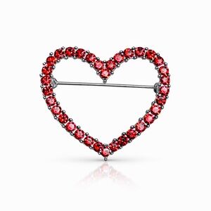 Red Crystal Heart Brooch